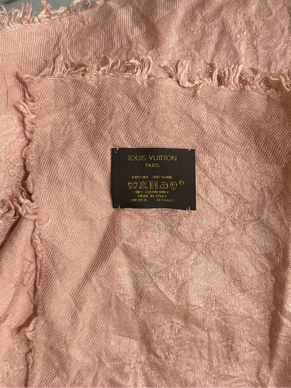 Louis Vuitton Pink Silk-Wool Blend Scarf